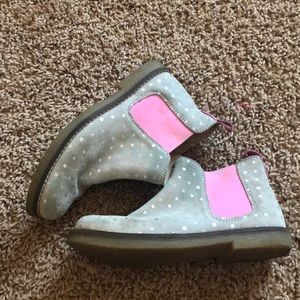 Gently worn Joules gray and pink girls boots